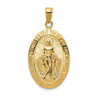 Load image into Gallery viewer, 14K Gold Satin and Polished Finish Miraculous Medal Pendant
