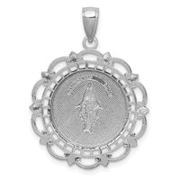 Load image into Gallery viewer, 14K White Gold Miraculous Medal With Scallop Frame Pendant
