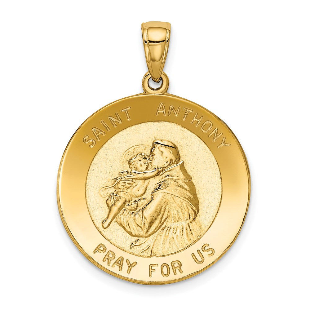 14k Saint Anthony Large Round Medal Pendant