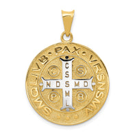 Load image into Gallery viewer, 14k With Rhodium Circle St. Benedict Medal Pendant
