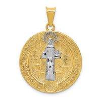 Load image into Gallery viewer, 14k With Rhodium Circle St. Benedict Medal Pendant
