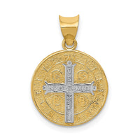 Load image into Gallery viewer, 14k With Rhodium Circle St. Benedict Medal Pendant
