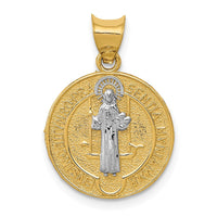 Load image into Gallery viewer, 14k With Rhodium Circle St. Benedict Medal Pendant
