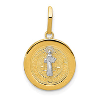 Load image into Gallery viewer, 14k With Rhodium Circle St. Benedict Medal Pendant
