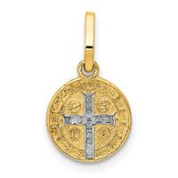 Load image into Gallery viewer, 14k With Rhodium Circle St. Benedict Medal Pendant
