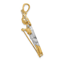 Load image into Gallery viewer, 14K w/ Rhodium CZ D/C Polished St. Jude Pendant
