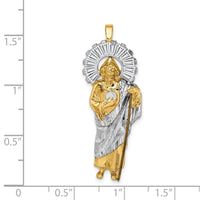 Load image into Gallery viewer, 14K w/ Rhodium CZ D/C Polished St. Jude Pendant
