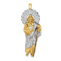 Load image into Gallery viewer, 14K w/ Rhodium CZ D/C Polished St. Jude Pendant
