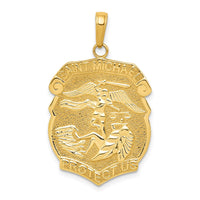 Load image into Gallery viewer, 14K Gold Polished Large Saint Michael Protect Us Medal Pendant
