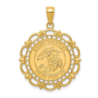Load image into Gallery viewer, 14K Gold Polished / Satin Saint Michael Medal Pendant
