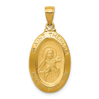 Load image into Gallery viewer, 14k Saint Theresa Oval Medal Pendant
