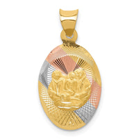 Load image into Gallery viewer, 14K w/Rose and White Rhodium D/C  Baptism Oval Pendant
