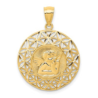 Load image into Gallery viewer, 14k Gold Polished Angel D/C Medal Pendant
