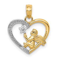 Load image into Gallery viewer, 14K w/Rhodium Angel in Heart w/ Star Pendant
