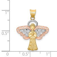 Load image into Gallery viewer, 14K Two-tone w/White Rhodium Satin/Polished Angel Pendant
