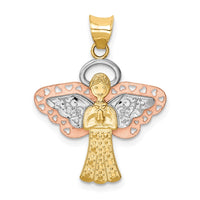 Load image into Gallery viewer, 14K Two-tone w/White Rhodium Satin/Polished Angel Pendant
