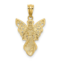 Load image into Gallery viewer, 14K W/Rhodium Polished / Textured Angel Pendant

