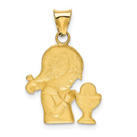 Load image into Gallery viewer, 14K W/Rhodium D/C Girl Communion Semi-solid Pendant
