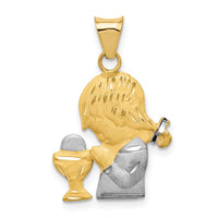 Load image into Gallery viewer, 14K W/Rhodium D/C Girl Communion Semi-solid Pendant
