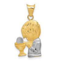Load image into Gallery viewer, 14K W/Rhodium D/C Boy Communion Semi-solid Pendant
