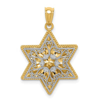 Load image into Gallery viewer, 14K Two-Tone Polished Reversible Filigree Star Of David Pendant
