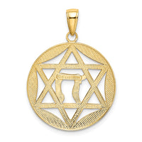 Load image into Gallery viewer, 14K w/Rhodium Polished Star of David w/Chai Round Pendant
