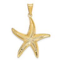 Load image into Gallery viewer, 14k and Rhodium Diamond-cut Polished Starfish Pendant
