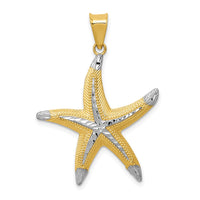 Load image into Gallery viewer, 14k and Rhodium Diamond-cut Polished Starfish Pendant
