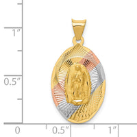 Load image into Gallery viewer, 14K w/Rhodium D/C Lady Of Guadalupe Oval Pendant
