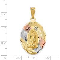 Load image into Gallery viewer, 14K w/Rhodium D/C Lady Of Guadalupe Oval Pendant
