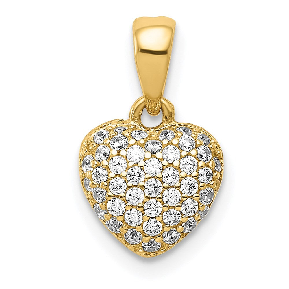 14K Polished CZ/3D/ Heart Pendant