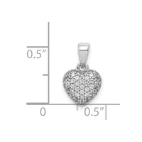 Load image into Gallery viewer, 14k White Gold Pav? CZ/3D/ Polished Heart Pendant
