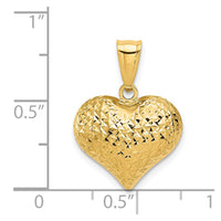 Load image into Gallery viewer, 14K Polished and Textured 3-D Heart Pendant
