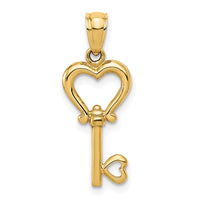 Load image into Gallery viewer, 14k Polished 3D Heart Key Pendant
