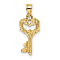 Load image into Gallery viewer, 14K Polished Swans Heart Key Charm
