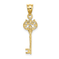 Load image into Gallery viewer, 14K Polished Filigree Key Charm
