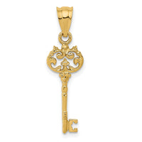 Load image into Gallery viewer, 14K Polished Filigree Key Charm
