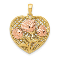 Load image into Gallery viewer, 14K Two-tone Polished Flowers in Heart Pendant
