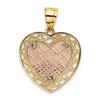 Load image into Gallery viewer, 14K Two-tone Polished Lace Trim Heart Pendant
