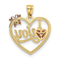Load image into Gallery viewer, 14k Two-tone w/White Rhod I LOVE YOU Heart w/Butterfly Pendant

