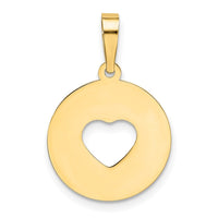 Load image into Gallery viewer, 14K Polished Cut-out Heart Circle Disc Pendant
