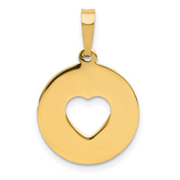 Load image into Gallery viewer, 14K Polished Cut-out Heart Circle Disc Pendant
