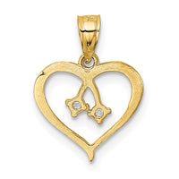Load image into Gallery viewer, 14k 2-CZ Cut-out Heart Pendant
