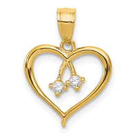 Load image into Gallery viewer, 14k 2-CZ Cut-out Heart Pendant
