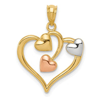 Load image into Gallery viewer, 14K Two-tone and White Rhodium Polished Hearts Pendant
