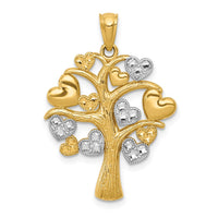 Load image into Gallery viewer, 14K and White Rhodium Polished Hearts Tree Pendant
