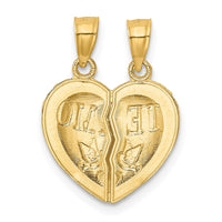 Load image into Gallery viewer, 14k Break Apart Diamond-cut TE AMO Heart Pendant
