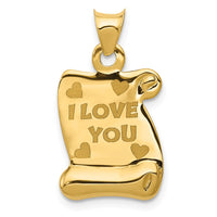 Load image into Gallery viewer, 14k Polished/Textured I LOVE YOU Pendant
