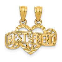 Load image into Gallery viewer, 14k Diamond-cut Break Apart BEST FRIEND Heart Pendant
