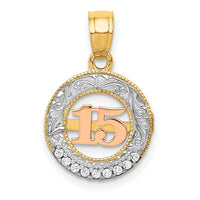Load image into Gallery viewer, 14k Two-tone w/White Rhodium CZ 15 Pendant

